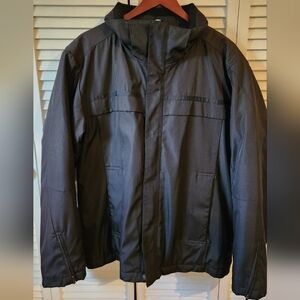 Calvin Klein medium weight winter jacket black hooded hood pockets medium men's